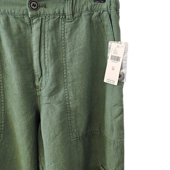 Anthropologie Pilcro Slim Linen Blend Beach Cargo Pants, Green, Size XS, NWT - Picture 7 of 10